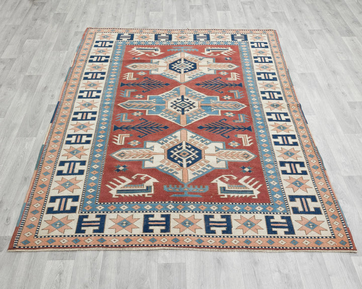 Red Turkish Oushak Rug 5'5" x 7' Hand-Knotted | No. VR96845