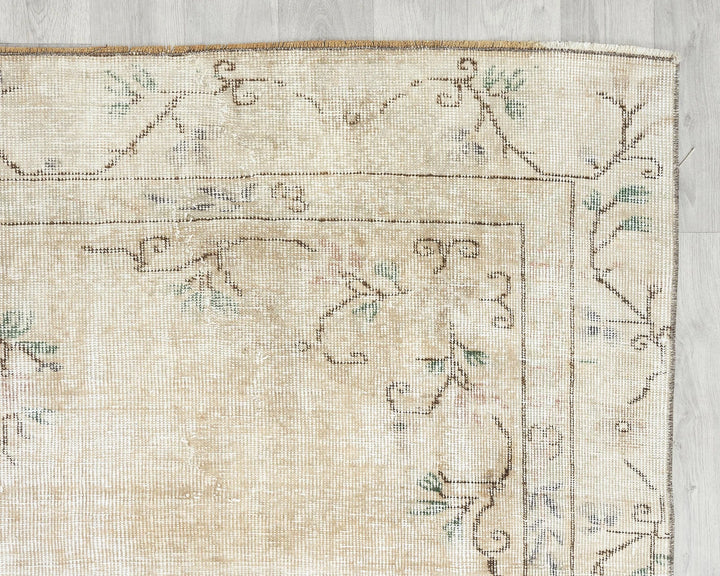 Beige Turkish Oushak Rug 6' x 8' 6" Hand-Knotted | No. VR97045