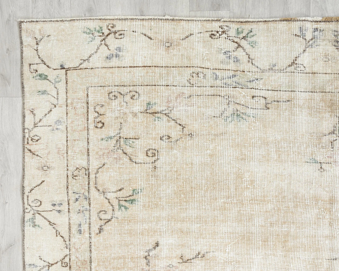 Beige Turkish Oushak Rug 6' x 8' 6" Hand-Knotted | No. VR97045