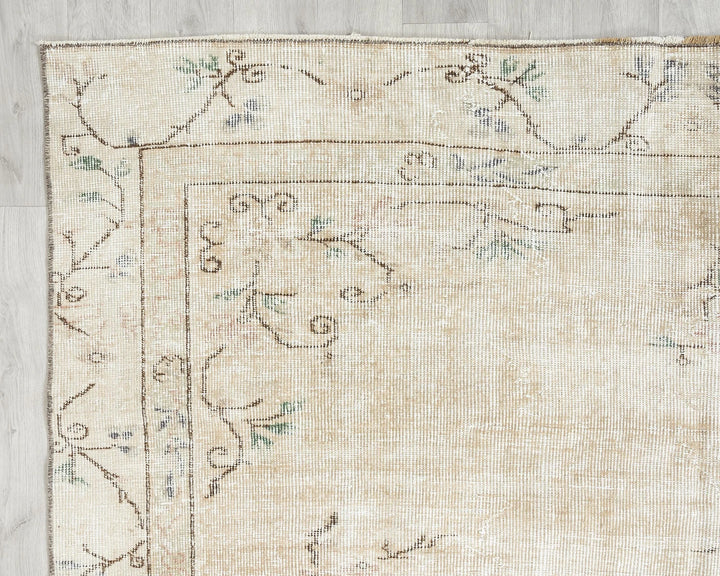 Beige Turkish Oushak Rug 6' x 8' 6" Hand-Knotted | No. VR97045
