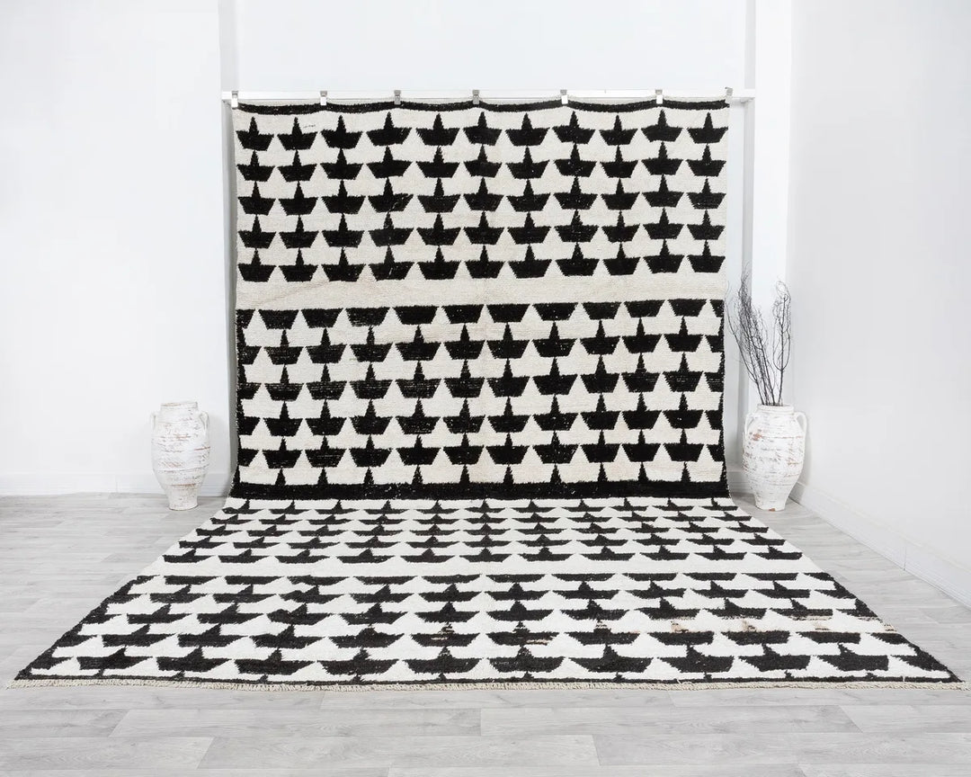 Black Turkish Vintage Rug 9' 4" x 12' 10" Hand-Knotted | No. VR97108