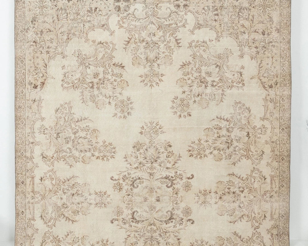 Beige Turkish Oushak Rug 6'8" x 10'7" Hand-Knotted | No. VR97161