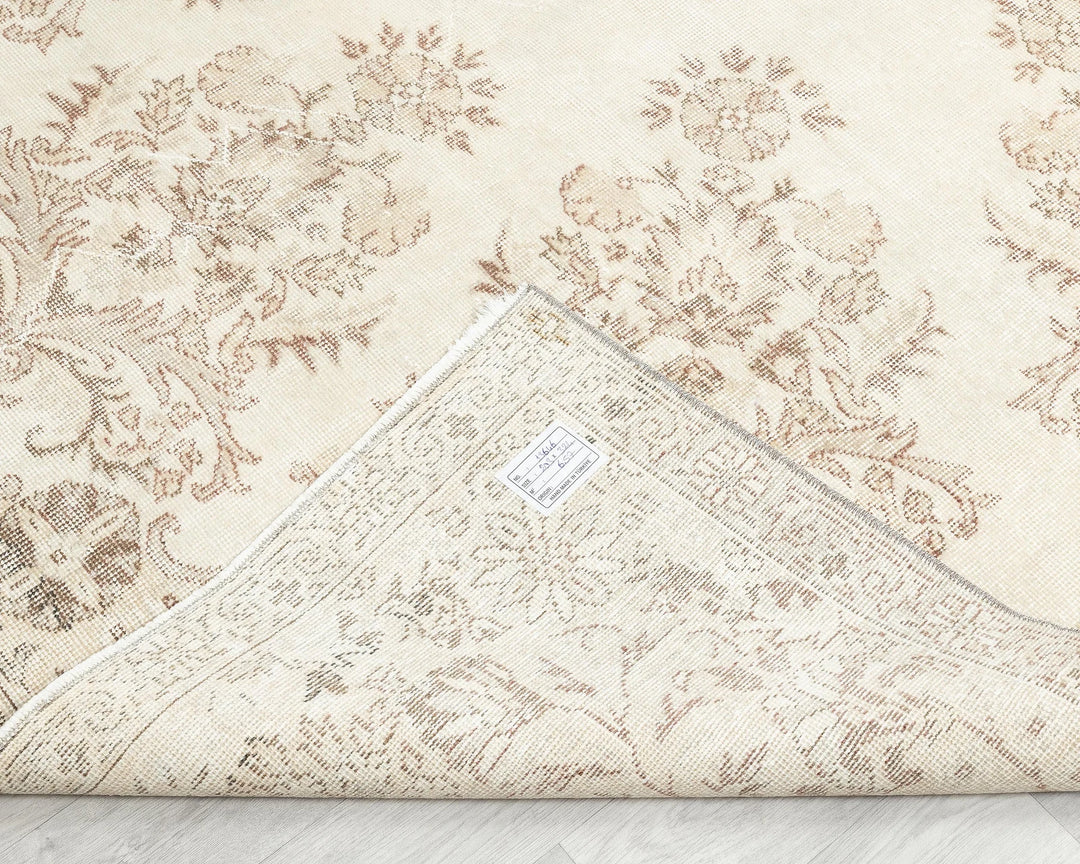 Beige Turkish Oushak Rug 6'8" x 10'7" Hand-Knotted | No. VR97161