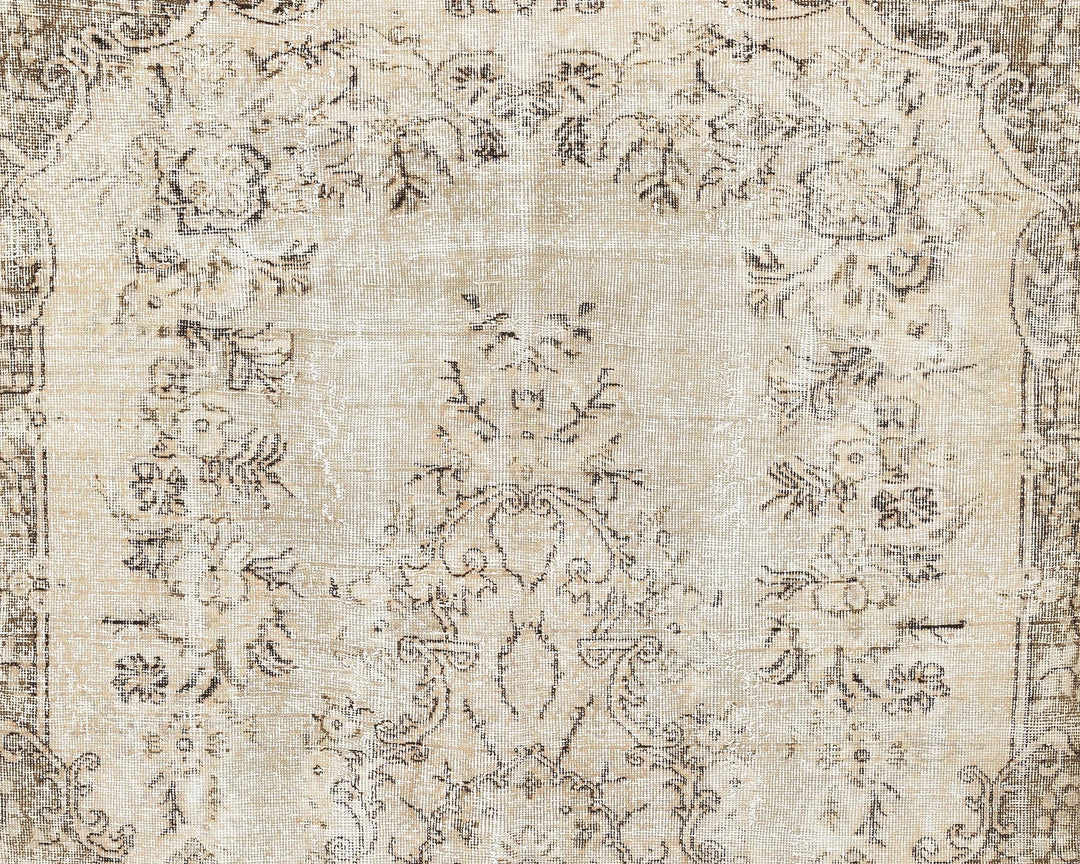 Beige Turkish Oushak Rug 5' 2" x 9' 1" Hand-Knotted | No. VR97323