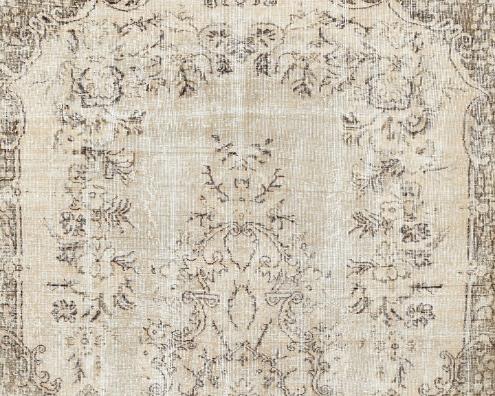 Beige Turkish Oushak Rug 5' 2" x 9' 1" Hand-Knotted | No. VR97323