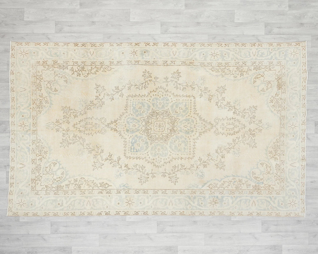 Beige Turkish Oushak Rug 5' 8" x 9' 10" Hand-Knotted view 9