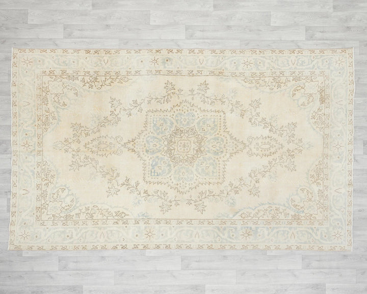 Beige Turkish Oushak Rug 5' 8" x 9' 10" Hand-Knotted view 9