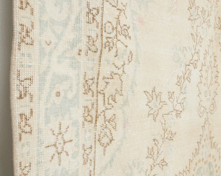 Beige Turkish Oushak Rug 5' 8" x 9' 10" Hand-Knotted close-up