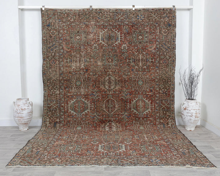 Multicolor Turkish Oushak Rug 7' 9" x 11' 2" Hand-Knotted