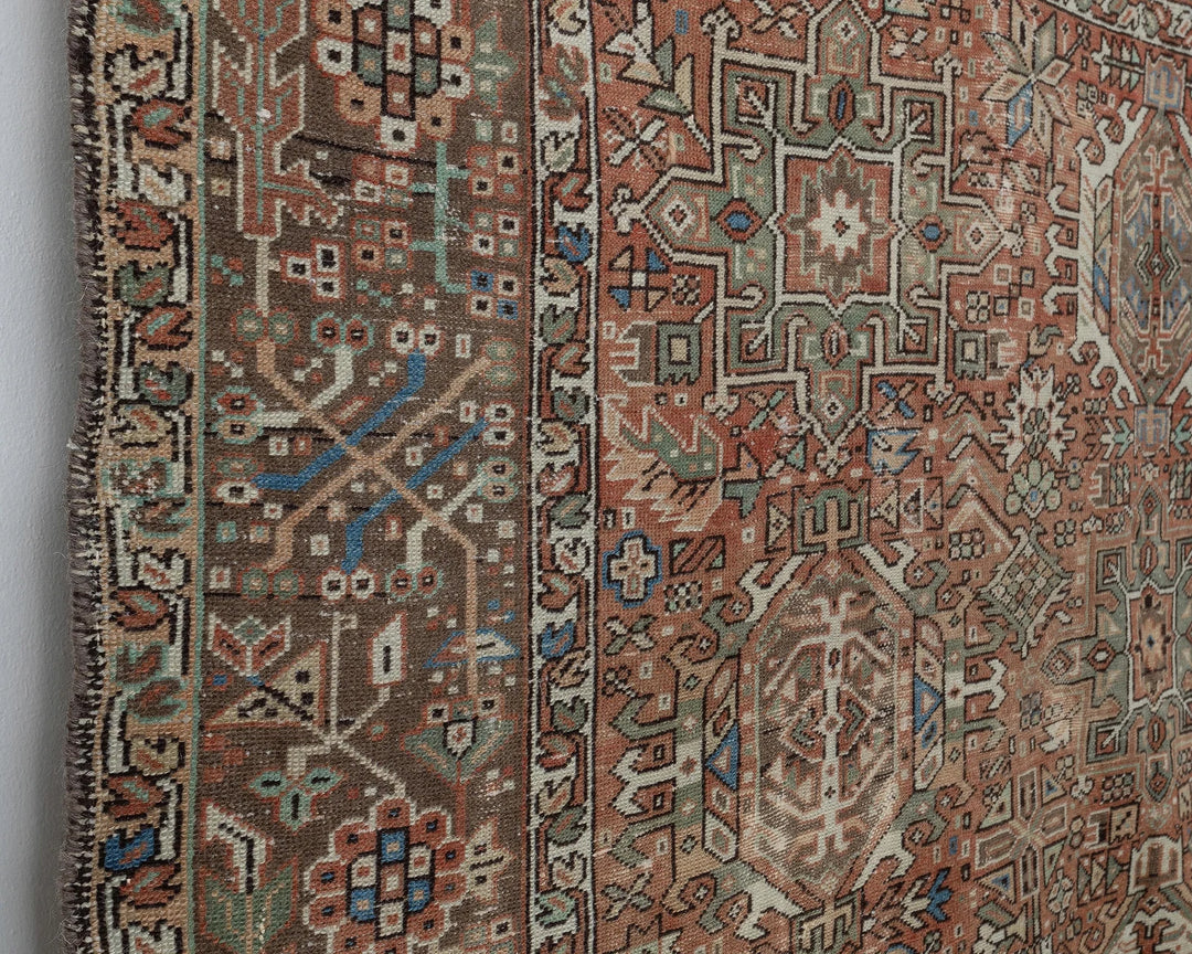 Multicolor Turkish Oushak Rug 7' 9" x 11' 2" Hand-Knotted close-up