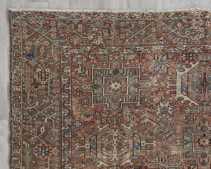 Multicolor Turkish Oushak Rug 7' 9" x 11' 2" Hand-Knotted pattern