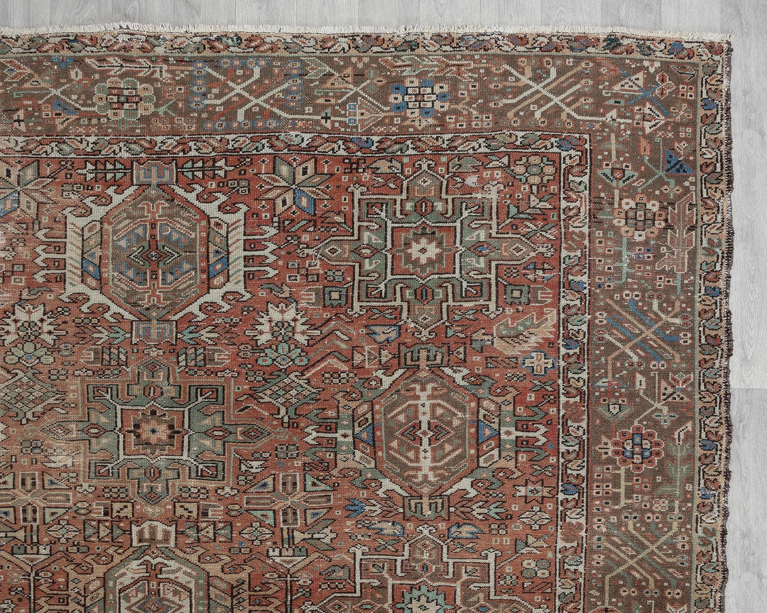 Multicolor Turkish Oushak Rug 7' 9" x 11' 2" Hand-Knotted border