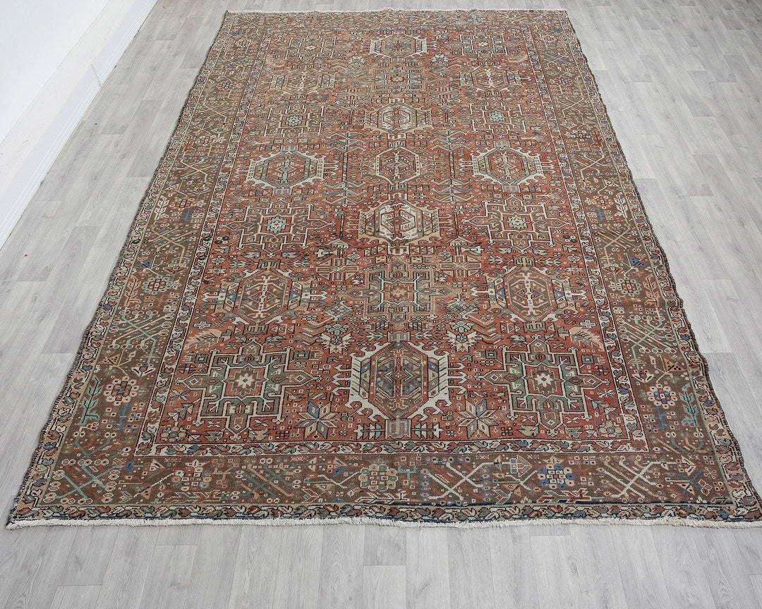 Multicolor Turkish Oushak Rug 7' 9" x 11' 2" Hand-Knotted reverse
