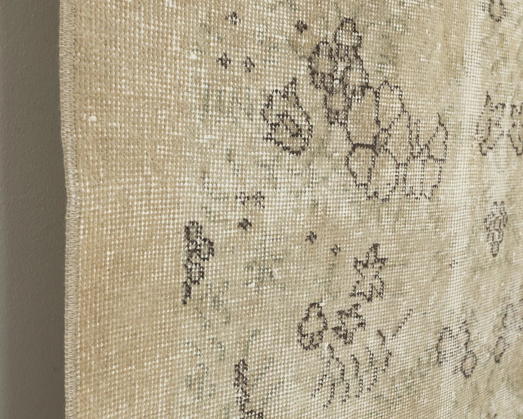 Beige Turkish Oushak Rug 6'8" x 3'9" Hand-Knotted | No. VR97662