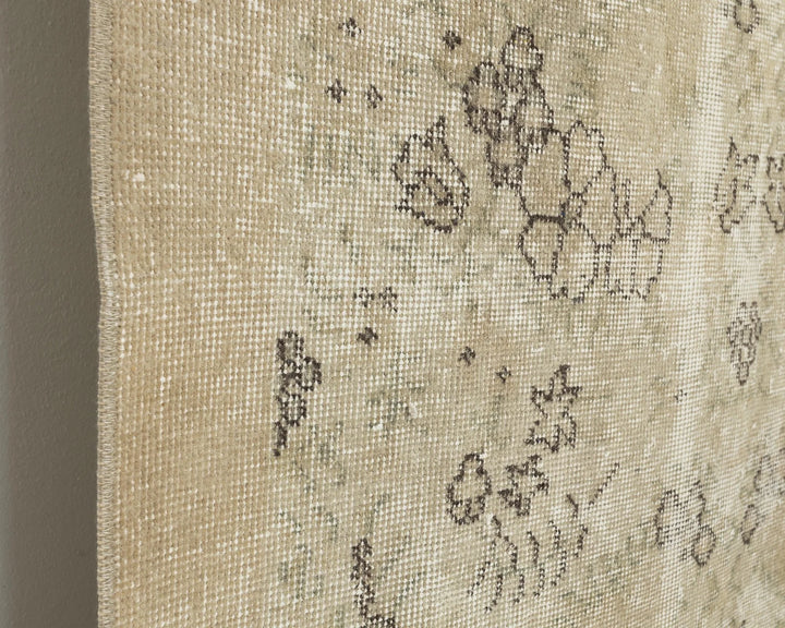 Beige Turkish Oushak Rug 6'8" x 3'9" Hand-Knotted | No. VR97662