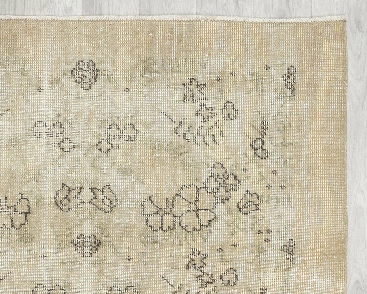 Beige Turkish Oushak Rug 6'8" x 3'9" Hand-Knotted | No. VR97662