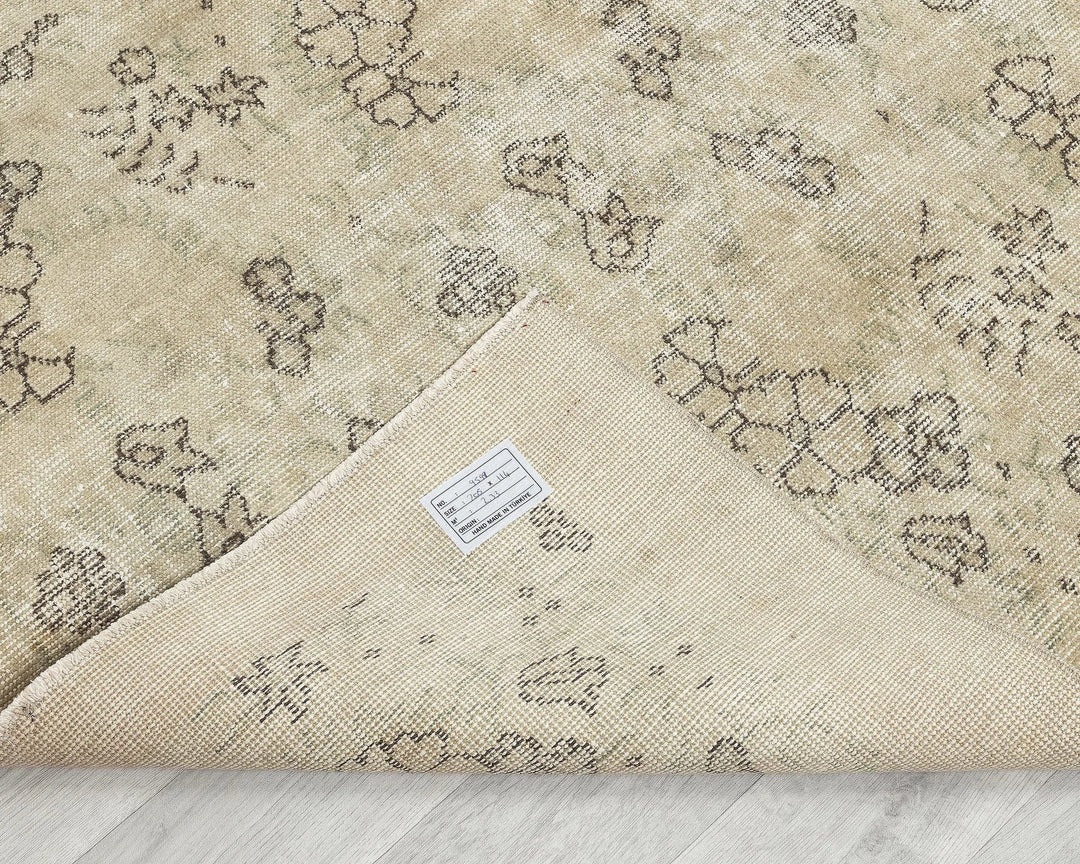 Beige Turkish Oushak Rug 6'8" x 3'9" Hand-Knotted | No. VR97662