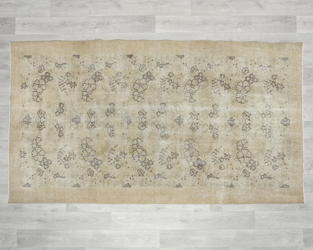 Beige Turkish Oushak Rug 6'8" x 3'9" Hand-Knotted | No. VR97662