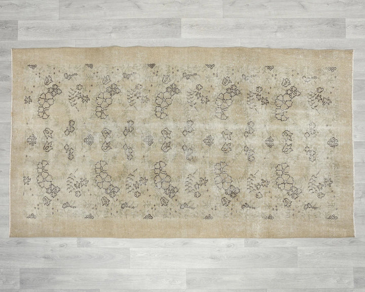 Beige Turkish Oushak Rug 6'8" x 3'9" Hand-Knotted | No. VR97662