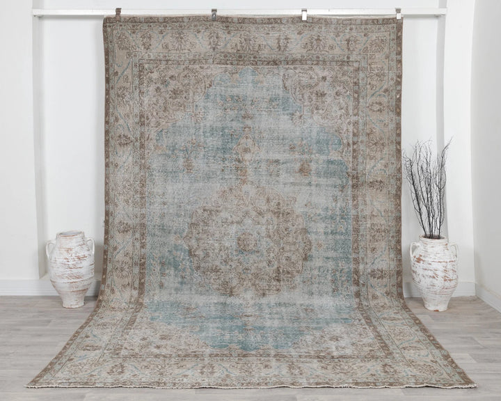Blue Turkish Oushak Rug 7' 3" x 10' 8" Hand-Knotted | No. VR97695
