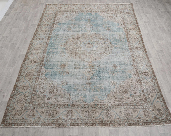 Blue Turkish Oushak Rug 7' 3" x 10' 8" Hand-Knotted | No. VR97695