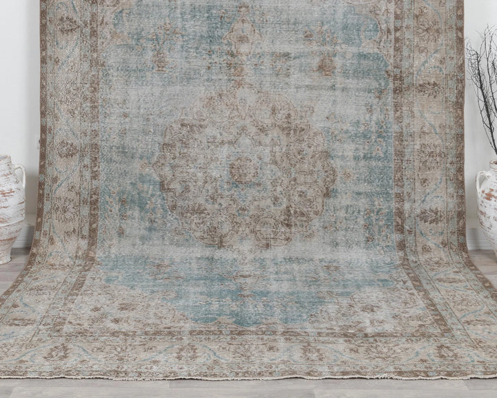 Blue Turkish Oushak Rug 7' 3" x 10' 8" Hand-Knotted | No. VR97695