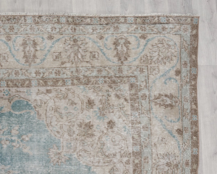 Blue Turkish Oushak Rug 7' 3" x 10' 8" Hand-Knotted | No. VR97695