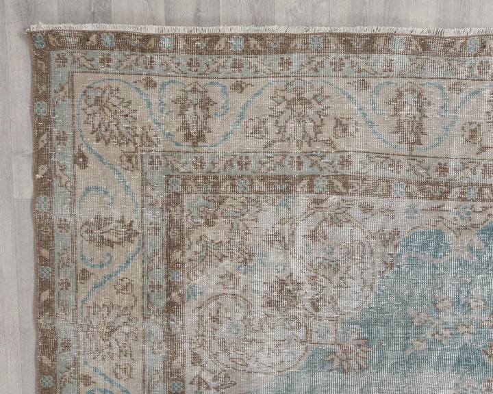 Blue Turkish Oushak Rug 7' 3" x 10' 8" Hand-Knotted | No. VR97695