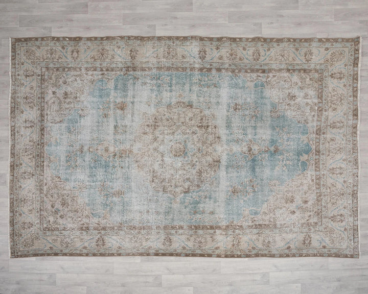 Blue Turkish Oushak Rug 7' 3" x 10' 8" Hand-Knotted | No. VR97695