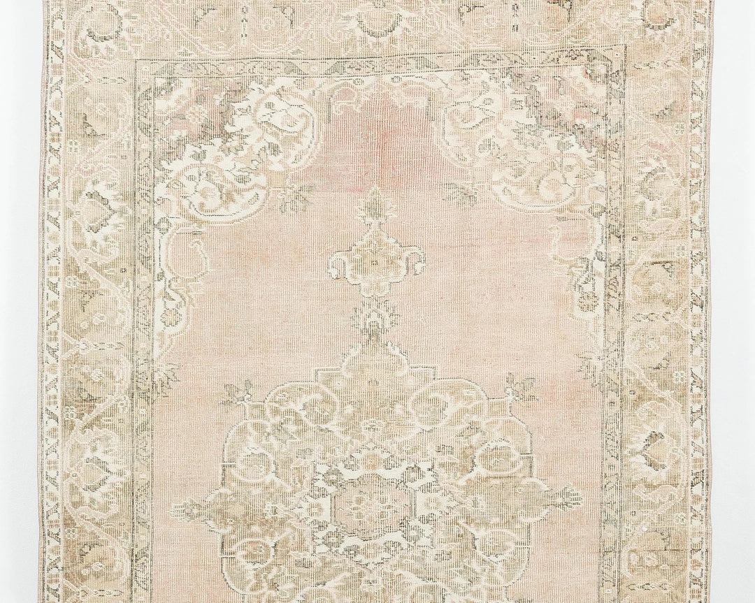 Beige Turkish Oushak Rug 5' 1" x 7' 11" Hand-Knotted | No. VR97934