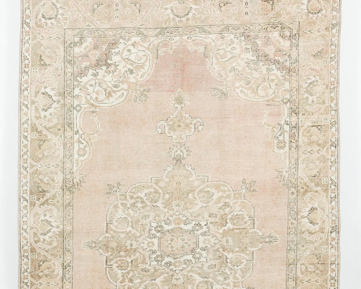 Beige Turkish Oushak Rug 5' 1" x 7' 11" Hand-Knotted | No. VR97934