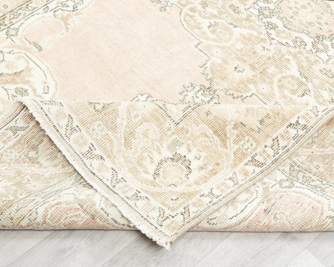 Beige Turkish Oushak Rug 5' 1" x 7' 11" Hand-Knotted | No. VR97934