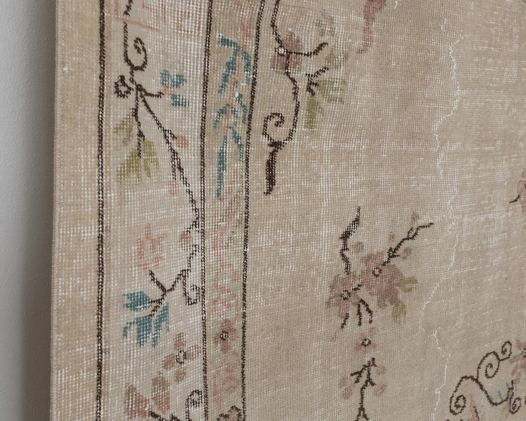 Beige Turkish Oushak Rug 6'2" x 9'2" Hand-Knotted | No. VR97936