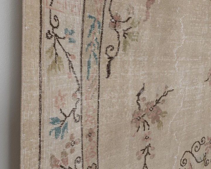 Beige Turkish Oushak Rug 6'2" x 9'2" Hand-Knotted | No. VR97936