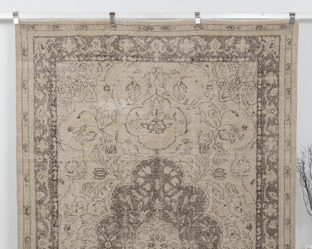 Beige Turkish Oushak Rug 6'7" x 10'4" Hand-Knotted view