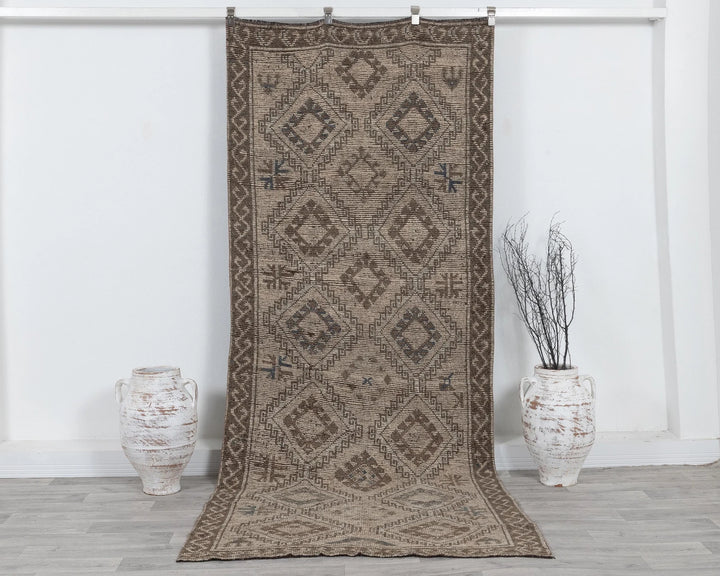 Multicolor Turkish Oushak Rug 3'11" x 9'5" Hand-Knotted | No. VR98194
