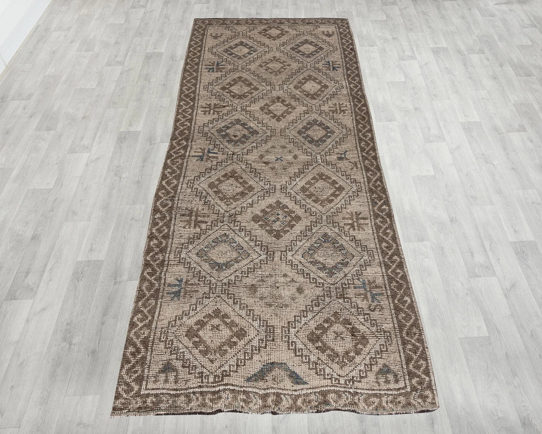 Multicolor Turkish Oushak Rug 3'11" x 9'5" Hand-Knotted | No. VR98194