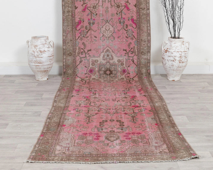 Pink Turkish Oushak Rug 3' 8" x 13' Hand-Knotted | No. VR98259