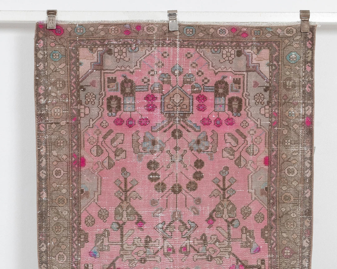 Pink Turkish Oushak Rug 3' 8" x 13' Hand-Knotted | No. VR98259