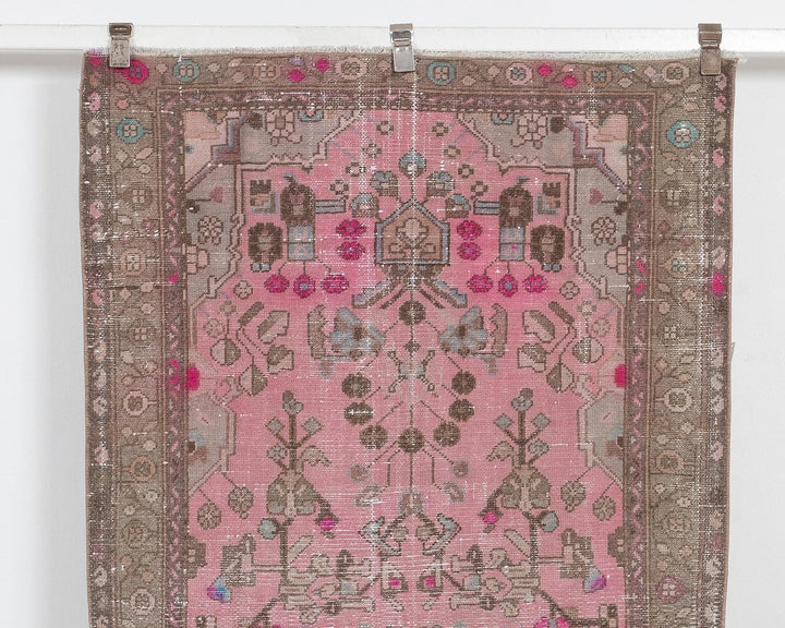 Pink Turkish Oushak Rug 3' 8" x 13' Hand-Knotted | No. VR98259