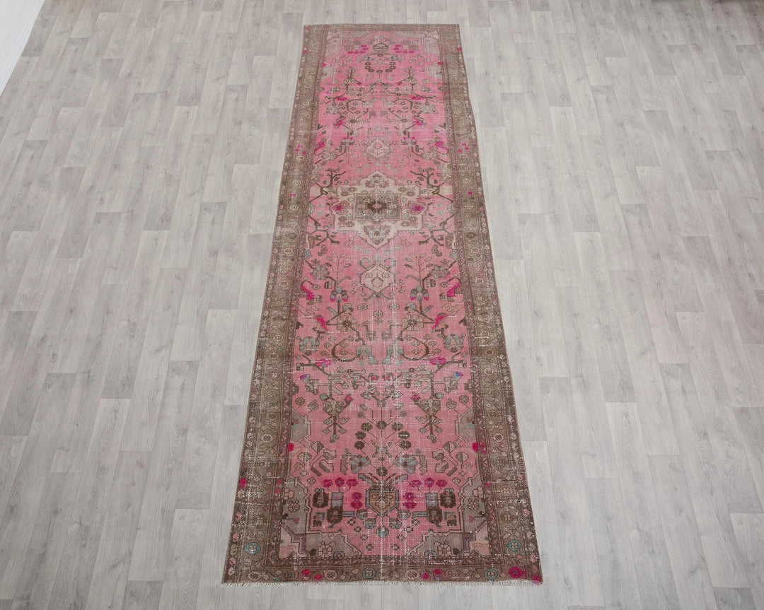 Pink Turkish Oushak Rug 3' 8" x 13' Hand-Knotted | No. VR98259