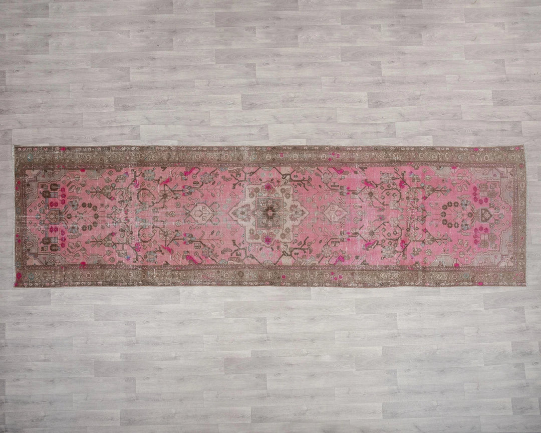 Pink Turkish Oushak Rug 3' 8" x 13' Hand-Knotted | No. VR98259