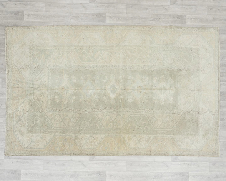 Beige Turkish Oushak Rug 5'5" x 9'6" Hand-Knotted | No. VR98399