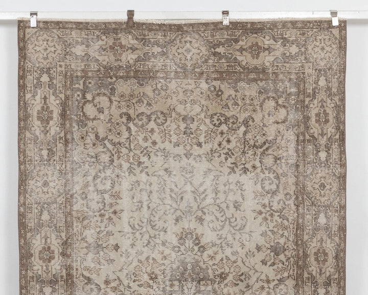 Beige Turkish Oushak Rug 6' 2" x 10' 1" Hand-Knotted | No. VR98750