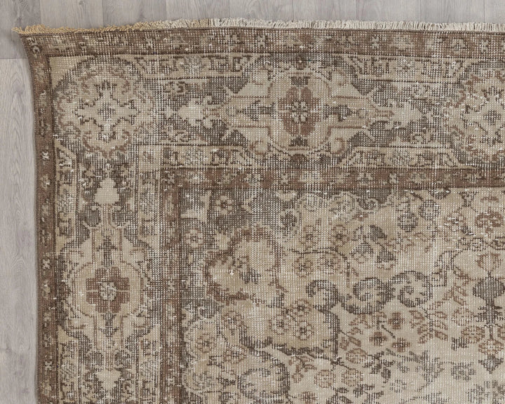 Beige Turkish Oushak Rug 6' 2" x 10' 1" Hand-Knotted | No. VR98750