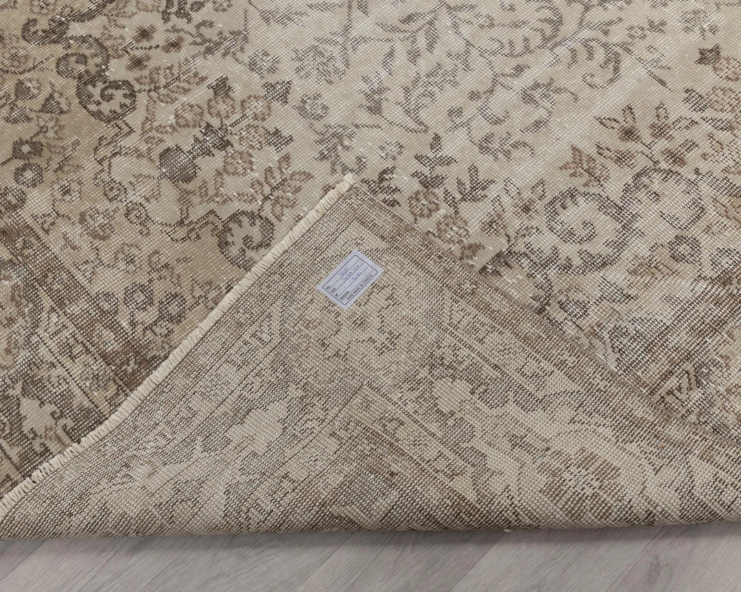 Beige Turkish Oushak Rug 6' 2" x 10' 1" Hand-Knotted | No. VR98750
