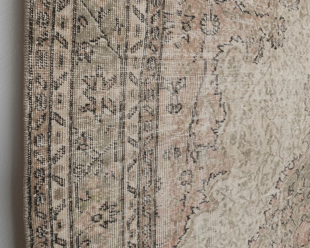 Beige Turkish Oushak Rug 6'6" x 9'7" Hand-Knotted | No. VR98887
