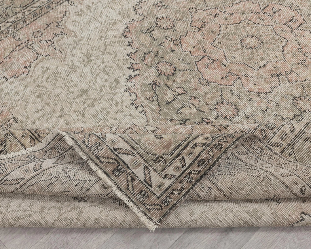 Beige Turkish Oushak Rug 6'6" x 9'7" Hand-Knotted | No. VR98887