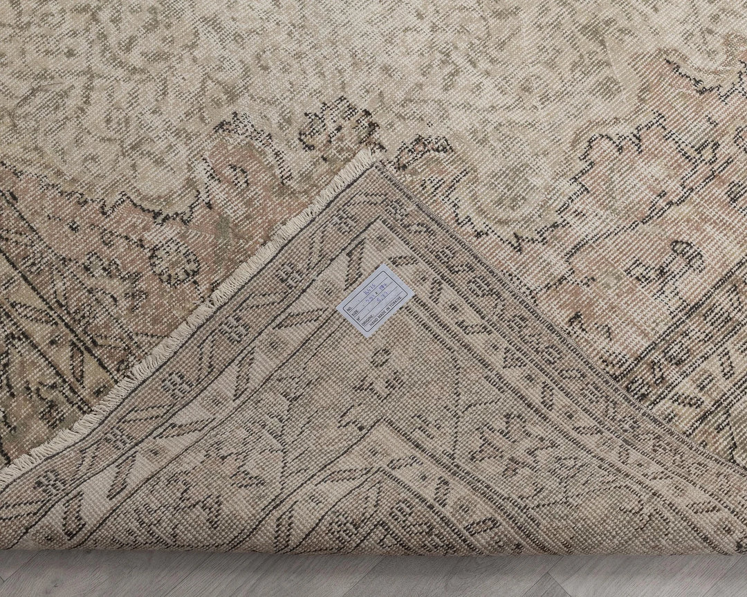 Beige Turkish Oushak Rug 6'6" x 9'7" Hand-Knotted | No. VR98887