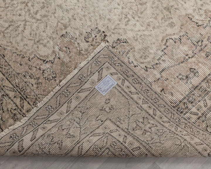 Beige Turkish Oushak Rug 6'6" x 9'7" Hand-Knotted | No. VR98887